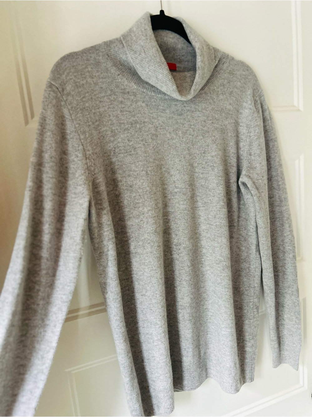 Jennie Liu 100% Cashmere Cowl Neck Sweater L Gray Quiet Luxury Classic Basics - Picture 2 of 5